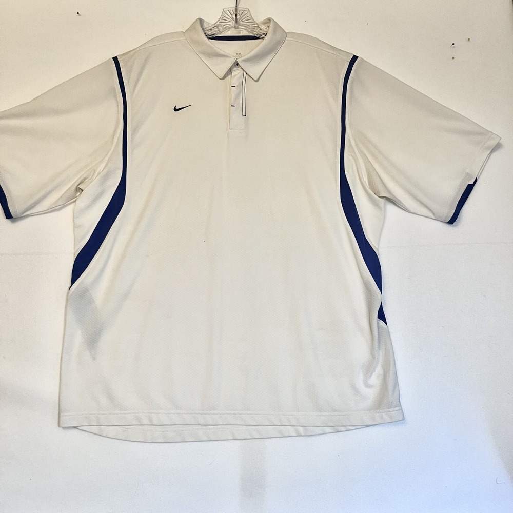 Nike Fit Dry White Blue Mens Polo Shirt Short Sleeve RN56323 CA05553 XXL